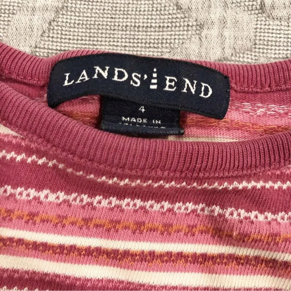Lands End Sz 4 Pink Striped Dress
